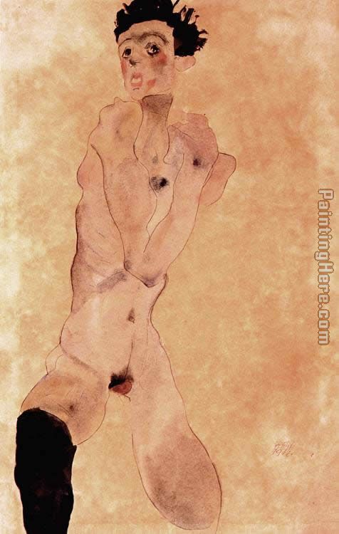Masturbation painting - Egon Schiele Masturbation art painting